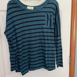 Liberty Love Teal and Black Striped Top